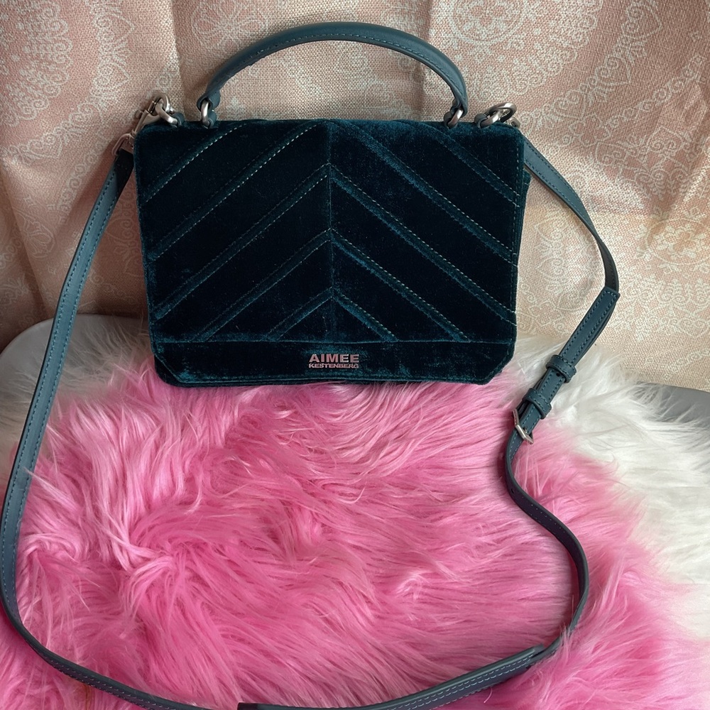 Aimee Kestenberg Green Velvet Crossbody Bag NWOT